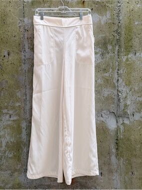 Max Studio Cream Wide-Leg Pants, Medium